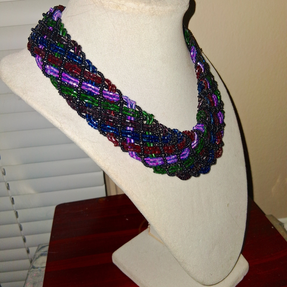 Multicolor Beaded Statement Necklace - image 4
